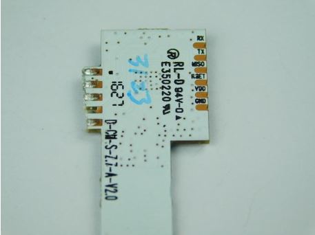 PCB underside showing labels and pins