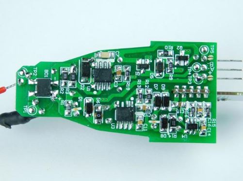 The underside of the PCB